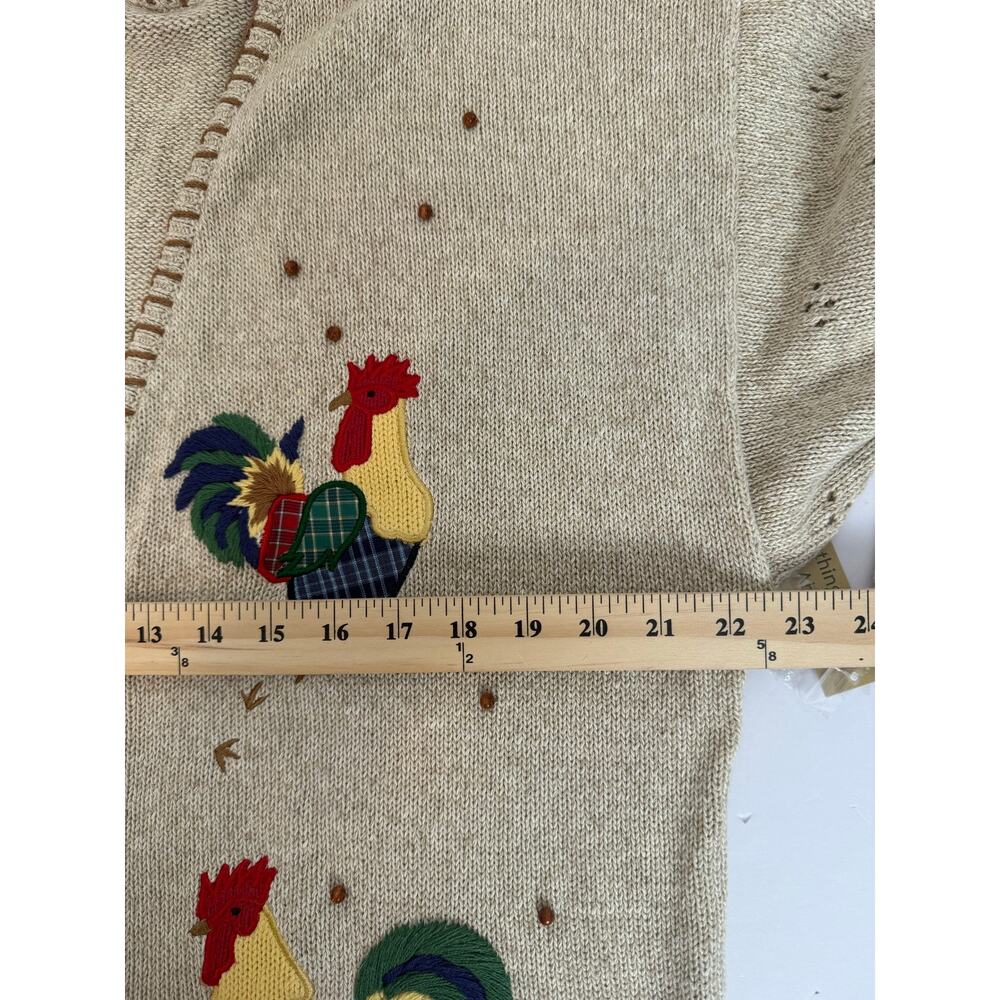NWT Mandal Bay Rooster Hen Farmhouse Cardigan XXL Linen Cotton Deadstock - Picture 9 of 11